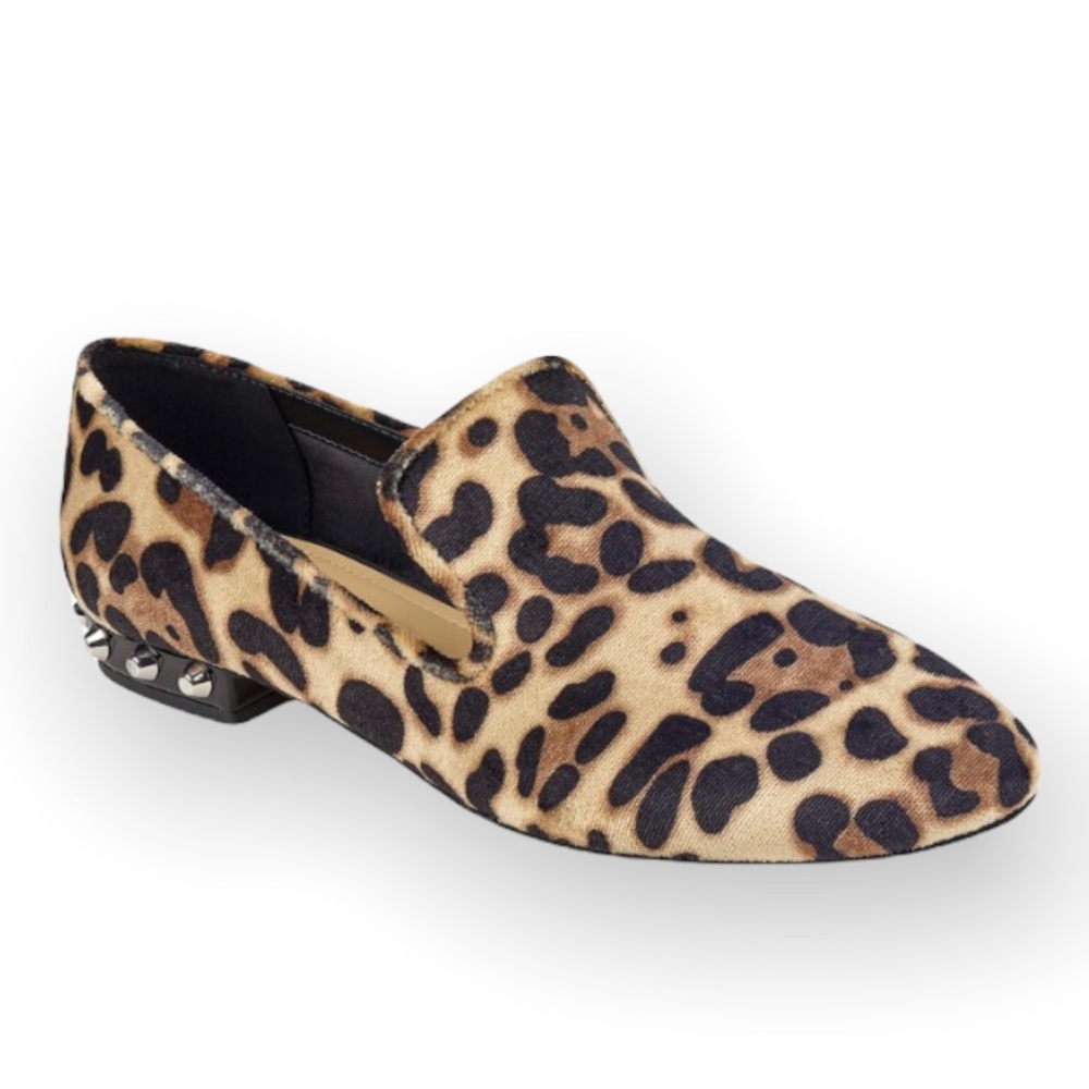 Marc Fisher Abree Leopard Print Calf Hair Studded Classic Loafer Size 10